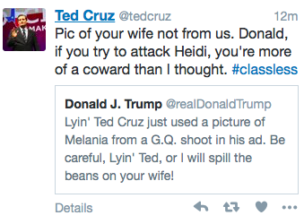 Trump tweet threatens Cruz